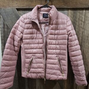 Love Tree Pink Puffer Jacket with Quilted Design